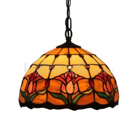 12 Inch European Stained Glass Pendant Light