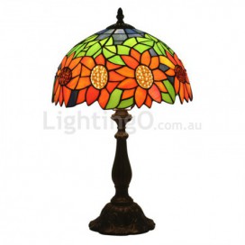 12 Inch European Stained Glass Sunflower Style Table Lamp