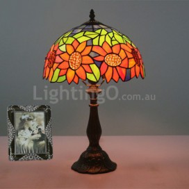 12 Inch European Stained Glass Sunflower Style Table Lamp