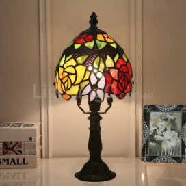 6 Inch European Stained Glass Rose Style Table Lamp