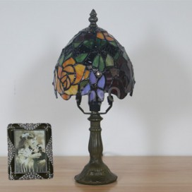 6 Inch European Stained Glass Rose Style Table Lamp