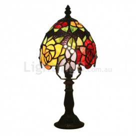 6 Inch European Stained Glass Rose Style Table Lamp