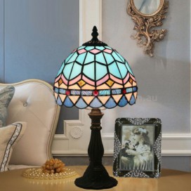 8 Inch European Stained Glass Mediterranean Style Table Lamp