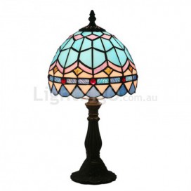 8 Inch European Stained Glass Mediterranean Style Table Lamp