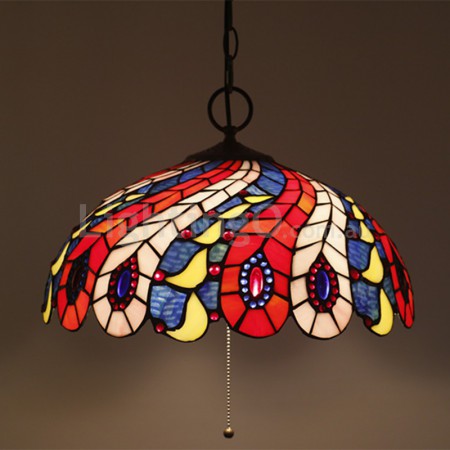 16 Inch European Stained Glass Pendant Light