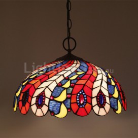 16 Inch European Stained Glass Pendant Light