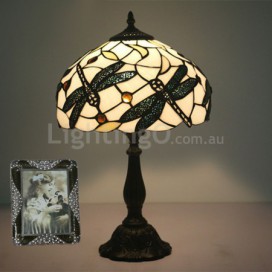 12 Inch European Stained Glass Dragonfly Style Table Lamp