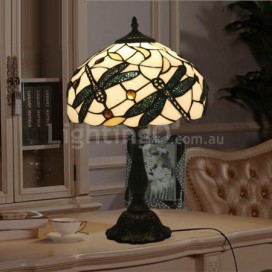 12 Inch European Stained Glass Dragonfly Style Table Lamp