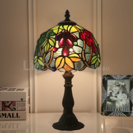 8 Inch European Stained Glass Grape Style Table Lamp