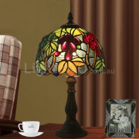 8 Inch European Stained Glass Grape Style Table Lamp