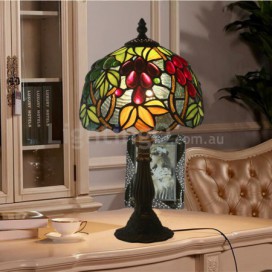 8 Inch European Stained Glass Grape Style Table Lamp