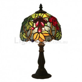 8 Inch European Stained Glass Grape Style Table Lamp