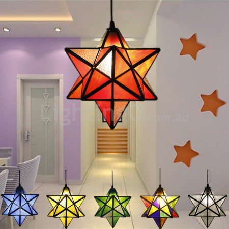 12 Inch European Stained Glass Pendant Light