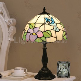 12 Inch European Stained Glass Hummingbird Style Table Lamp