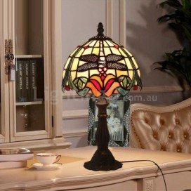 8 Inch European Stained Glass Dragonfly Style Table Lamp