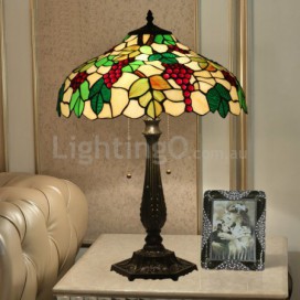 16 Inch European Stained Glass Grape Style Table Lamp