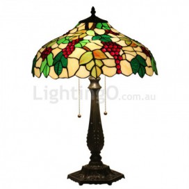 16 Inch European Stained Glass Grape Style Table Lamp