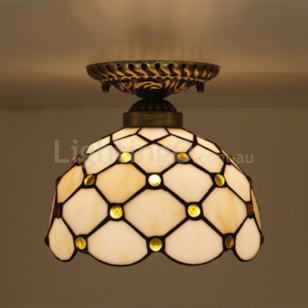 8 Inch European Stained Glass Flush Mount