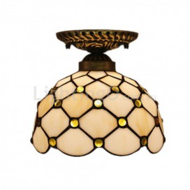 8 Inch European Stained Glass Flush Mount