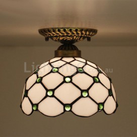 8 Inch European Stained Glass Flush Mount