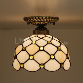 8 Inch European Stained Glass Flush Mount