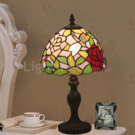 8 Inch European Stained Glass Dragonfly Style Table Lamp