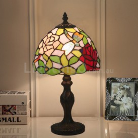 8 Inch European Stained Glass Dragonfly Style Table Lamp