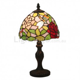 8 Inch European Stained Glass Dragonfly Style Table Lamp