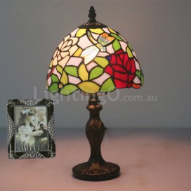 8 Inch European Stained Glass Dragonfly Style Table Lamp