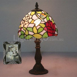 8 Inch European Stained Glass Dragonfly Style Table Lamp