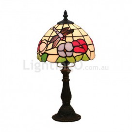 8 Inch European Stained Glass Dragonfly Style Table Lamp