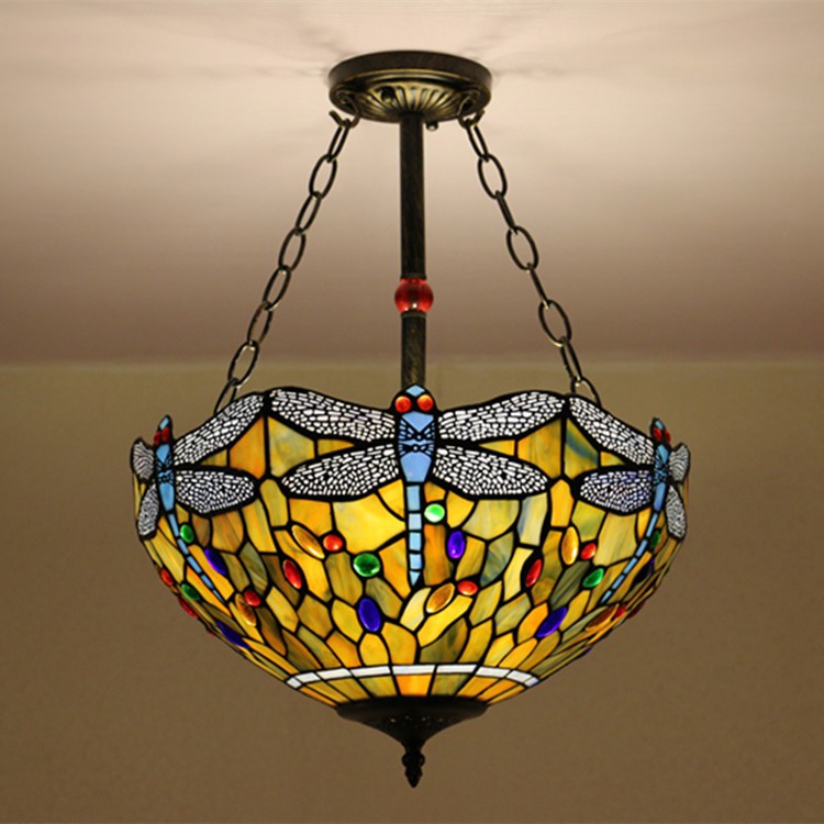 stained glass semi flush mount