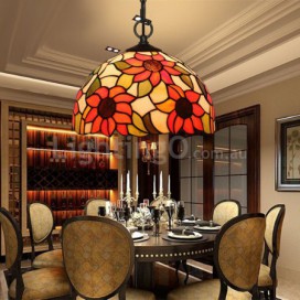 12 Inch European Stained Glass Sunflower Style Pendant Light