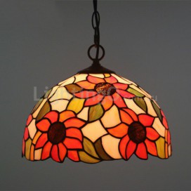 12 Inch European Stained Glass Sunflower Style Pendant Light