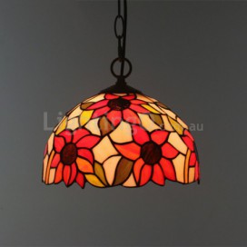 12 Inch European Stained Glass Sunflower Style Pendant Light