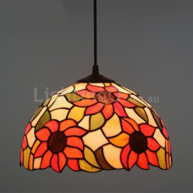 12 Inch European Stained Glass Sunflower Style Pendant Light