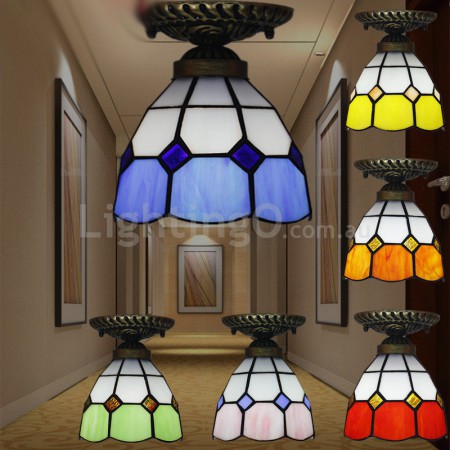 Mediterranean Stained Glass Mediterranean Style Flush Mount