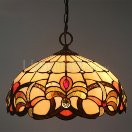 16 Inch European Stained Glass Baroque Style Pendant Light