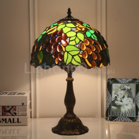 12 Inch European Stained Glass Grape Style Table Lamp