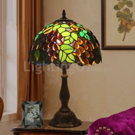 12 Inch European Stained Glass Grape Style Table Lamp