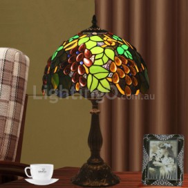 12 Inch European Stained Glass Grape Style Table Lamp