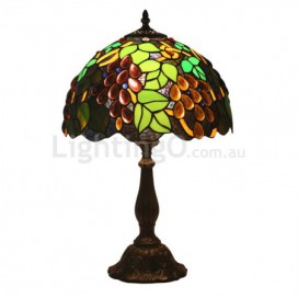 12 Inch European Stained Glass Grape Style Table Lamp