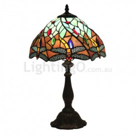 12 Inch European Stained Glass Dragonfly Style Table Lamp