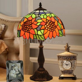 12 Inch European Stained Glass Sunflower Style Table Lamp