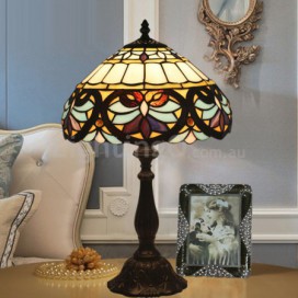 12 Inch European Stained Glass Baroque Style Table Lamp