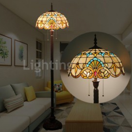 16 Inch European Stained Glass Baroque Style Floor Lamp