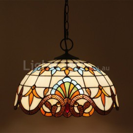 16 Inch European Stained Glass Pendant Light