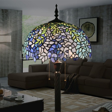 16 Inch European Stained Glass Wisteria Style Floor Lamp