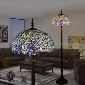 16 Inch European Stained Glass Wisteria Style Floor Lamp