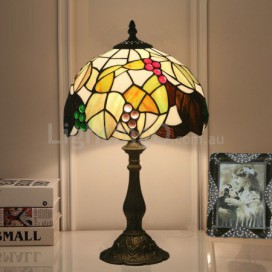 12 Inch European Stained Glass Grape Style Table Lamp